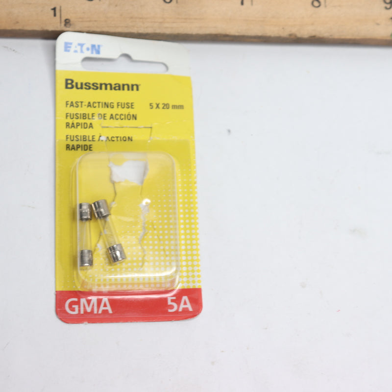 (2-Pk) Eaton Electronic Fuse Glass Tube BP/GMA-5A