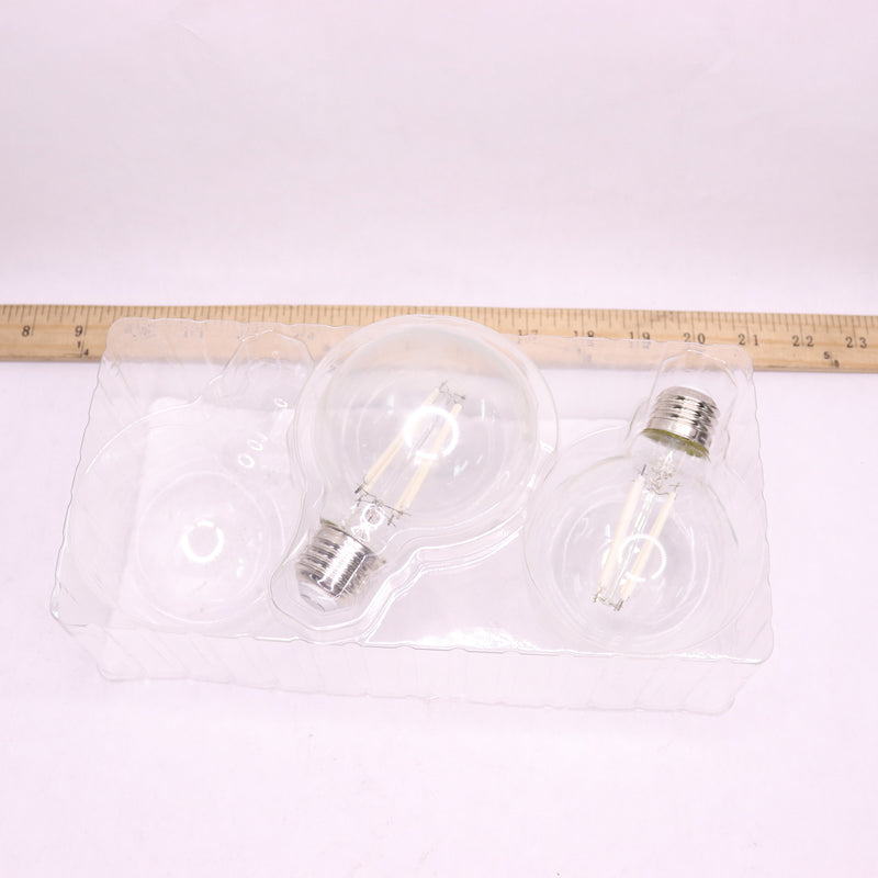 (2-Pk) Feit Electric Dimmable LED Light Bulb Glass White Daylight G25 E26 5000K