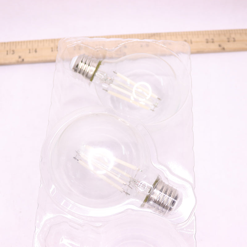 (2-Pk) Feit Electric Dimmable LED Light Bulb Glass White Daylight G25 E26 5000K