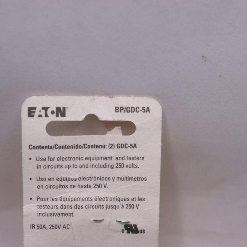 (2-Pk) Eaton Time-Delay Fuse Silver 5A 250V BP/GDC-5A