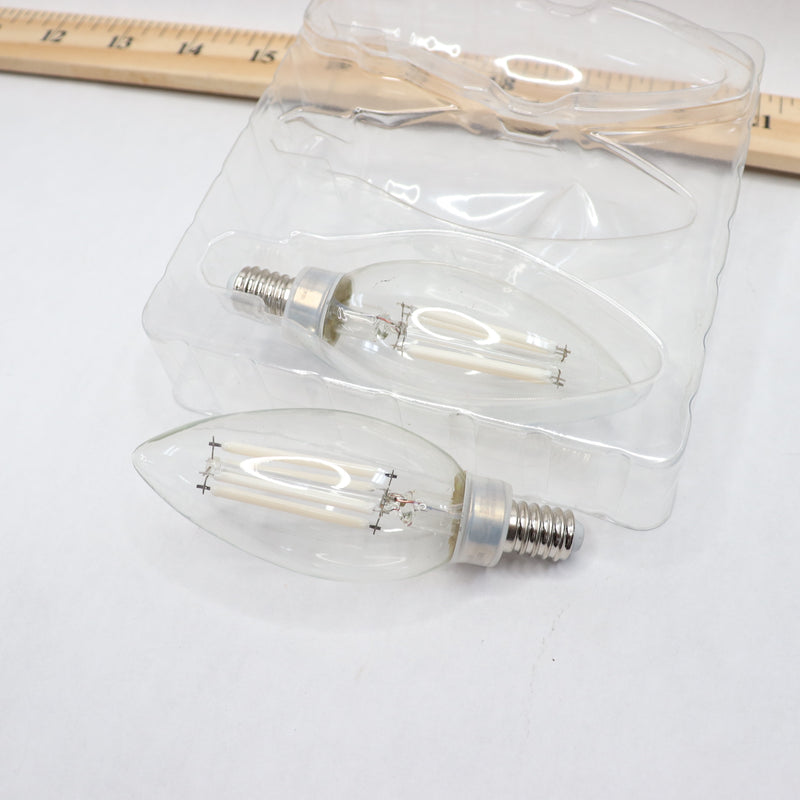 (2-Pk) Feit Electric Chandelier LED Light Bulb Daylight 5000K Clear Glass