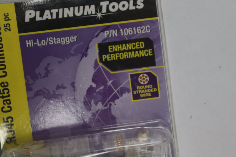 (25-Pk) Platinum Tools Standard CAT5e Round Stranded Connector 106162C