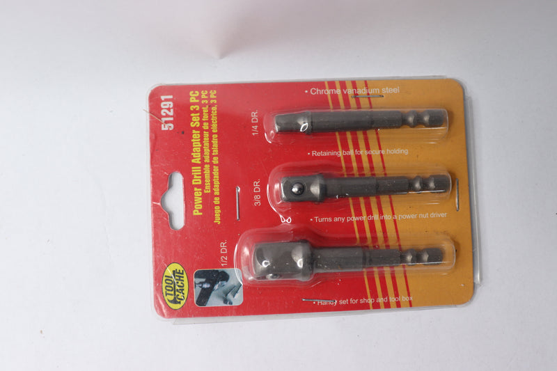 Tool Cache Extra Long Socket Adapter Set 1/4" Drive x 1/4", 3/8", & 1/2" 51291