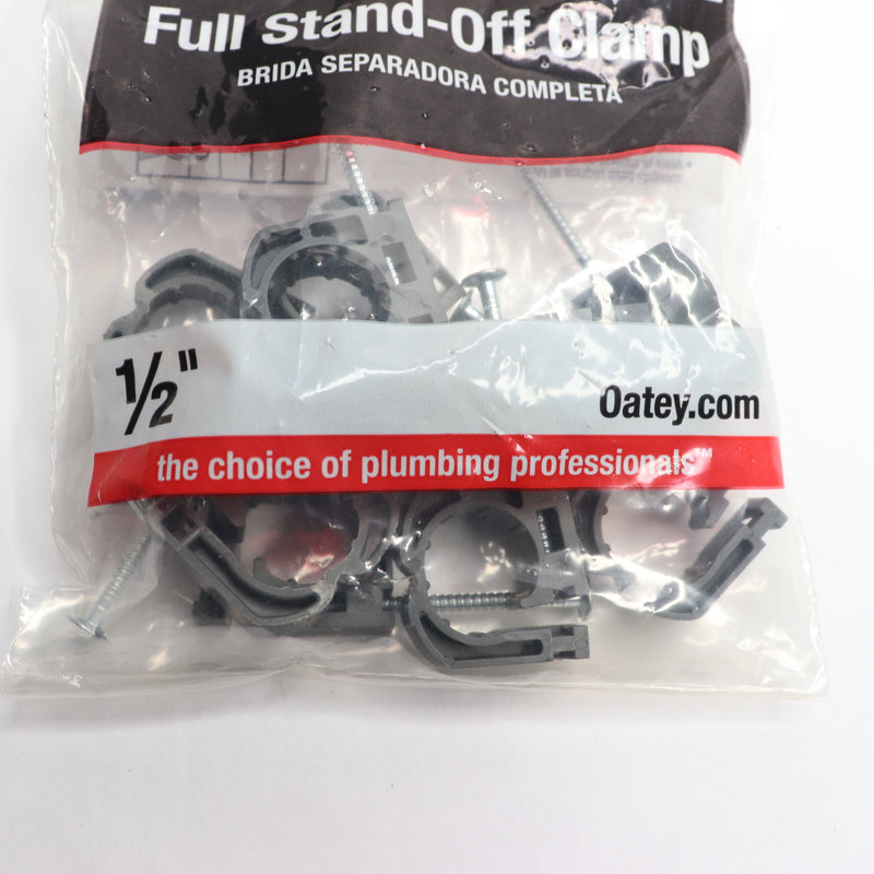 (10-Pk) Oatey Full Pipe Clamp With Nails Polypropylene 1/2" 33521