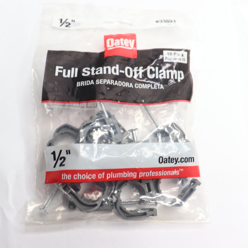 (10-Pk) Oatey Full Pipe Clamp With Nails Polypropylene 1/2" 33521