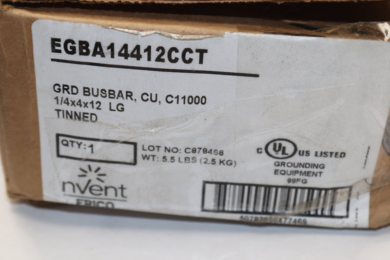 nVent Grounding Busbar With Insulator and Bracket 1/4" x 4" x 12" - EGBA14412CCT