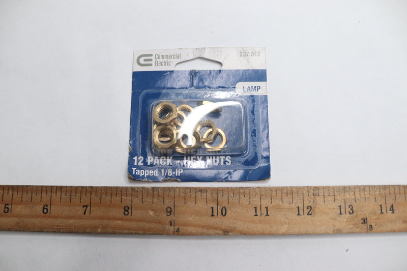 (12-Pk) Commercial Electric Hex Nuts Solid Brass 237 313 81965