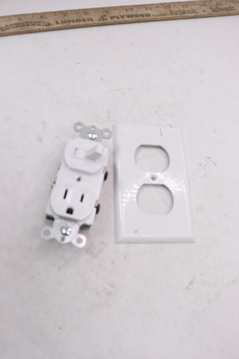 (2-Pk) Maxxima Single Pole Combination Toggle Light Switch and Outlet