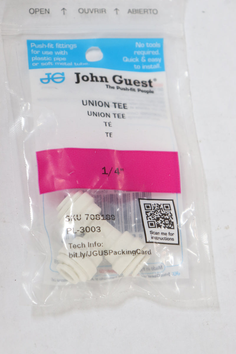 John Guest  Push-To-Connect Tee Fitting Polypropylene 1/4" PL-3003