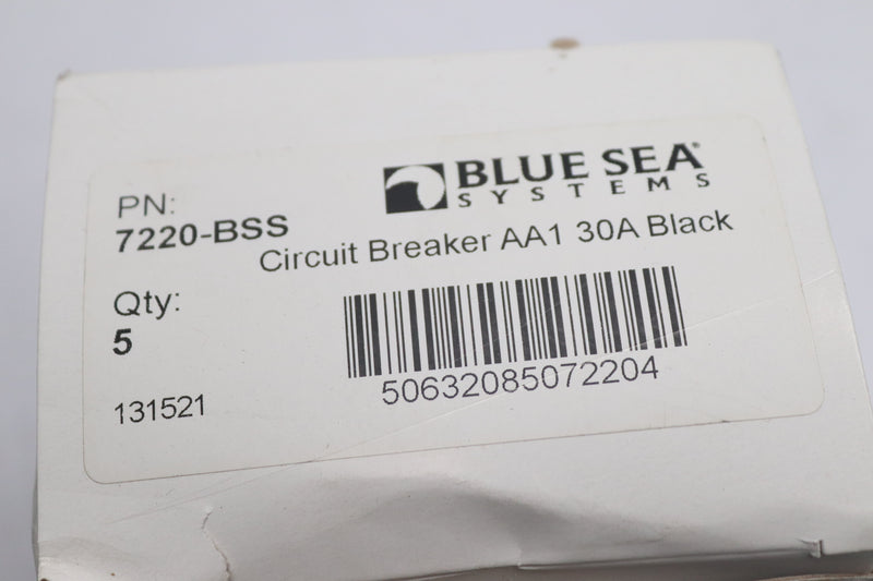 (5-Pk) Blue Sea Systems A-Series Black Toggle Circuit Breaker 30A 7220-BSS