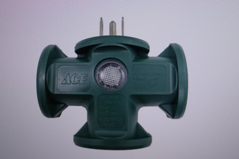 Ace Grounded 3 Outlets Adapter Green 15 Amps 125 Volts 3369485