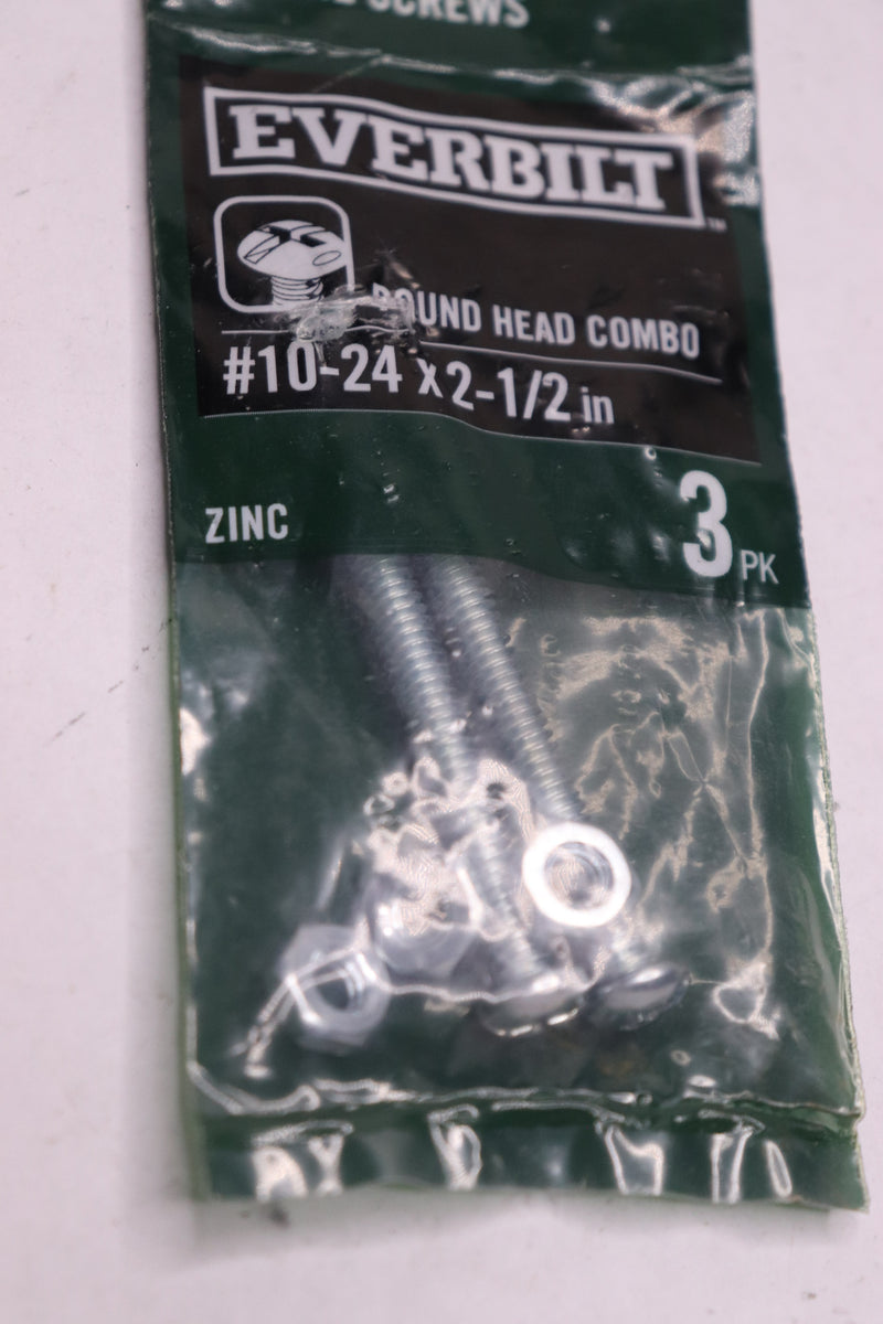 (3-Pk) Everbilt Combo Round Head Machine Screw Zinc Plated