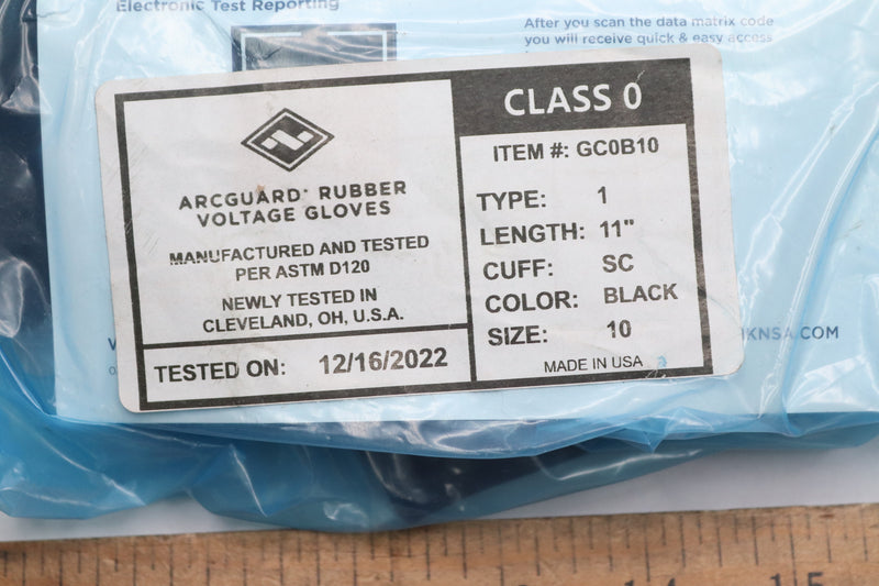(Pair) ArcGuard Voltage Gloves Rubber Black 11" Size 10 GC0B10