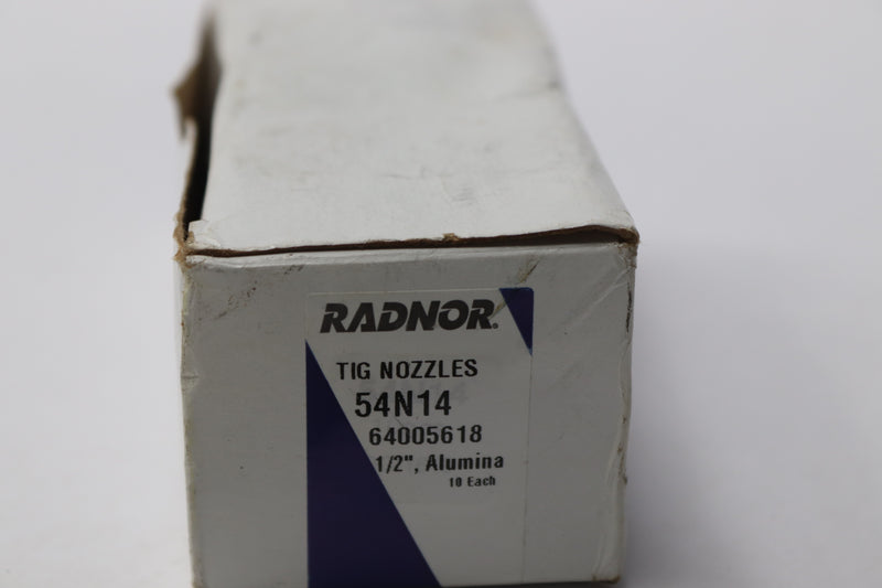 (10-Pk) Radnor Alumina TIG Nozzles 1/2" 54N14