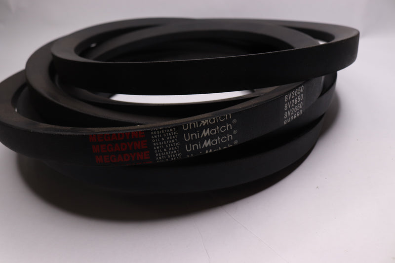 Megadyne Oil & Heat Resistant V-Belt Black Polyester 1"W Top x 265" L OC 8V2650