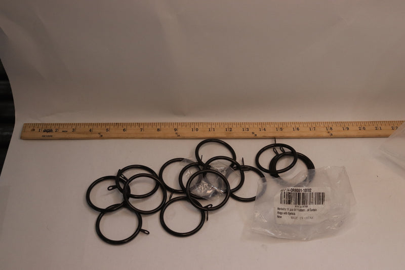 (14-Pcs) Meriville Metal Curtain Rings w/ Eyelets Oil-Rubbed Bronze 2" ID