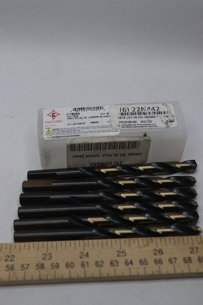 (6-Pk) Cle-Line High Speed Steel Letter W Jobber Drill Bit Black/Gold 22N442
