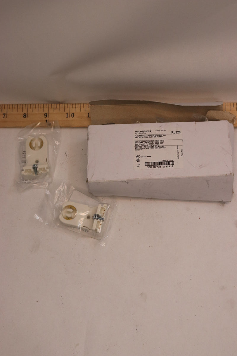 (10-Pk) Lamp Holder Medium Bi-Pin T8 Or T12 2-1/4" L RL320
