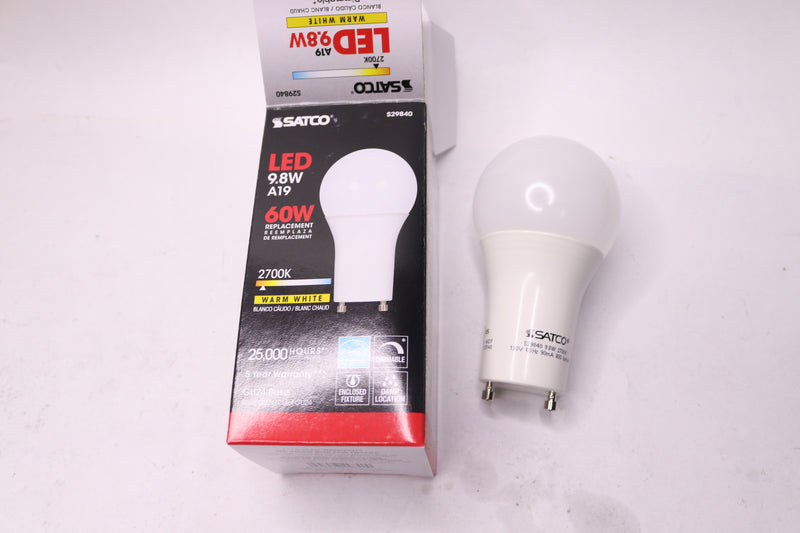 Satco A19 LED Light Bulb Frosted White 9.8 W 2700K S29840