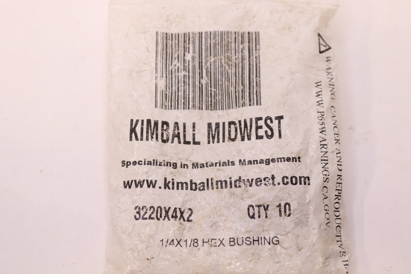 (10-Pk) Kimball Midwest Brass Bushing 1/8" x 1/4" 3220X4X2