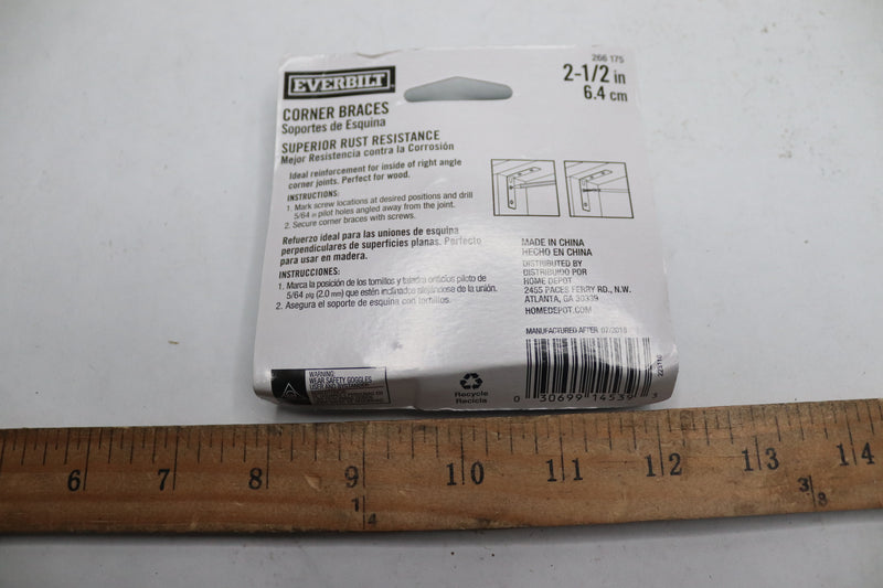 (4-Pk) Everbilt Galvanized Corner Braces 2-1/2" 266 175