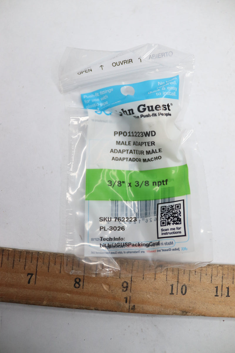 John Guest Adapter Fitting Polypropylene 3/8"Push-To-Connect x 3/8" MIP