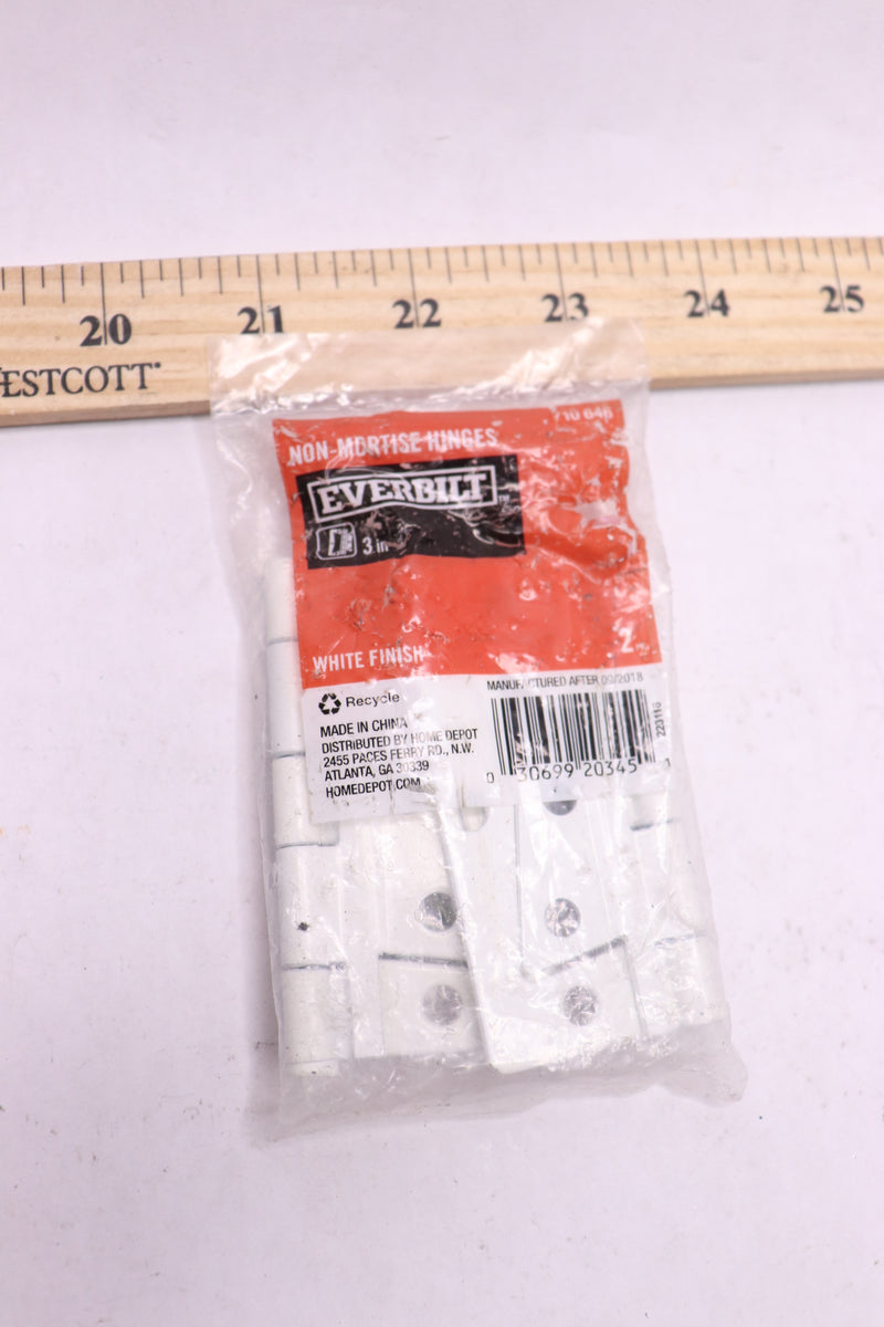 (2-Pk) Everbilt Non-Mortise Hinges White 3" 20345