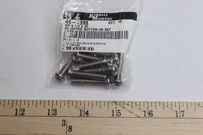(10-Pk) Kimball Midwest Button Socket Head Cap Screw Stainless Steel