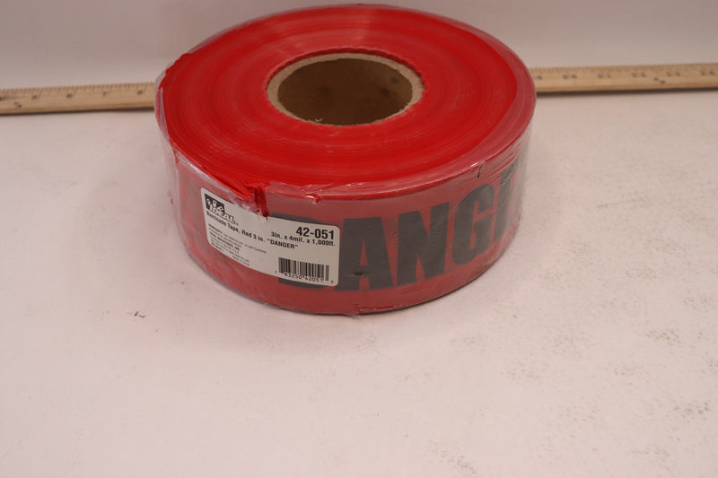 Ideal Barricade Tape Red 3" Width x 1000Ft. 42-051