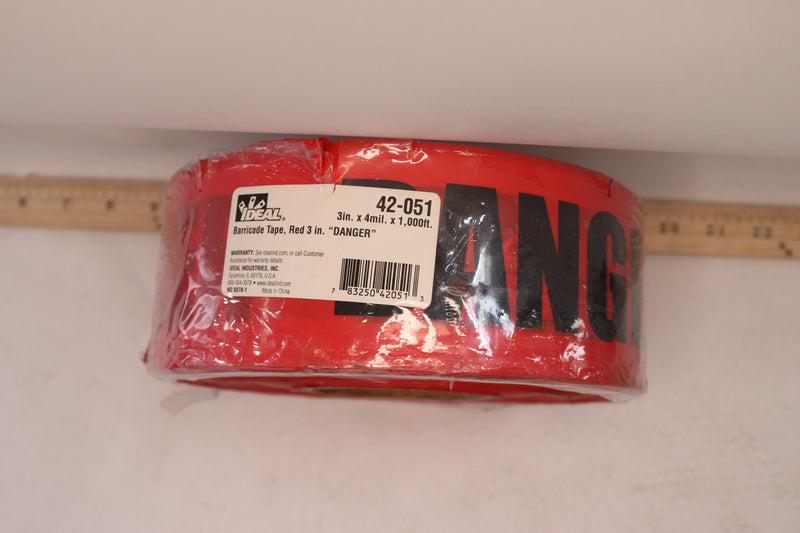 Ideal Barricade Tape Red 3" Width x 1000Ft. 42-051