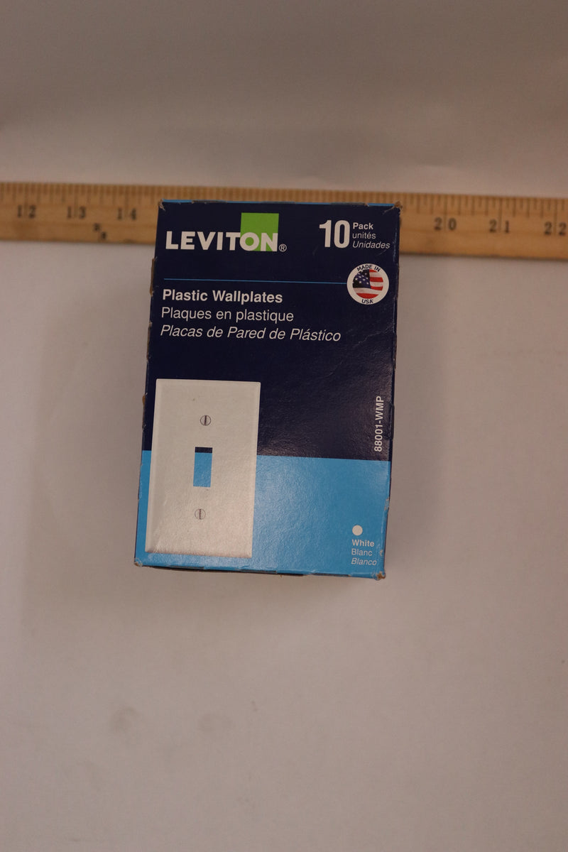 (10-Pk) Leviton 1-Gang Toggle Switch Wall Plate Plastic White 88001-WMP