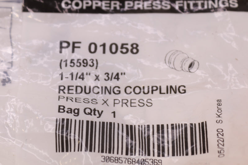 Streamline Copper Reducer 200 psi 1-1/4 x 3/4 in. Press - PF 01058