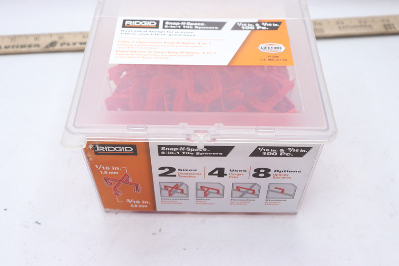 (100-Pk) Ridgid Tile Spacers 8 in 1 1/16" and 3/16" FT3506