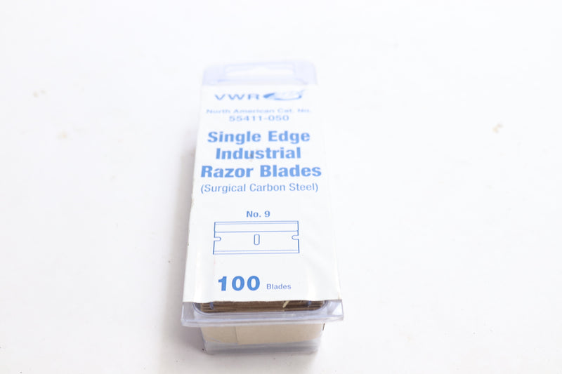 (100-Pk) VWR Single Edge Industrial Razor Blades No. 9 Carbon Steel 55411-050