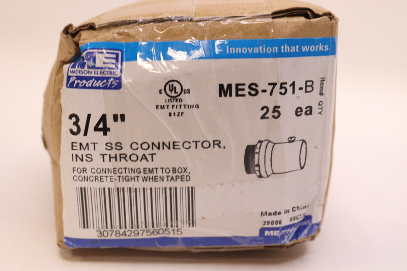 (25-Pk) Madison Connector Throat  Stainless Steel 3/4-In STL MES-751-B