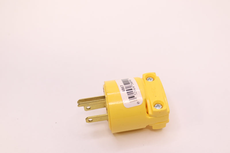 Vinyl Cooper 3- Wiring Grounded Male Plug Yellow 15A 125V 4867