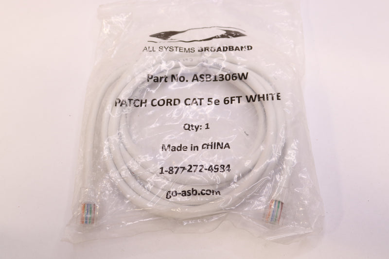 All Systems Broadband Patch Cord CAT 5E White 6 Ft. ASB1306W