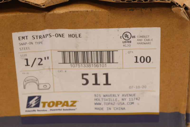 Topaz Once Hole Snap on Strap 1/2" 511 -100 Pack