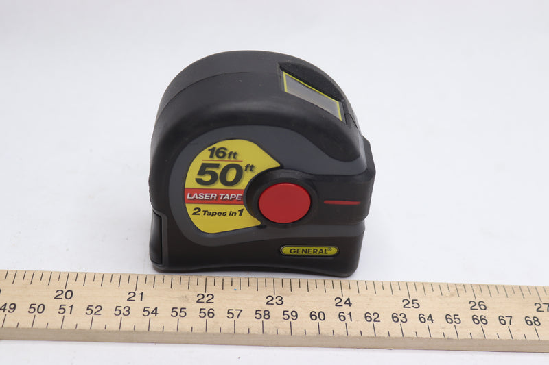 General Tools 2-in-1 Laser Tape Measure LCD Digital Display 50 Ft Laser 16 Ft