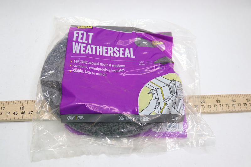 M-D  Weatherstrip 5/8 in W, 3/16 in Thick, 17 ft L, Felt Cloth, Gray 03335