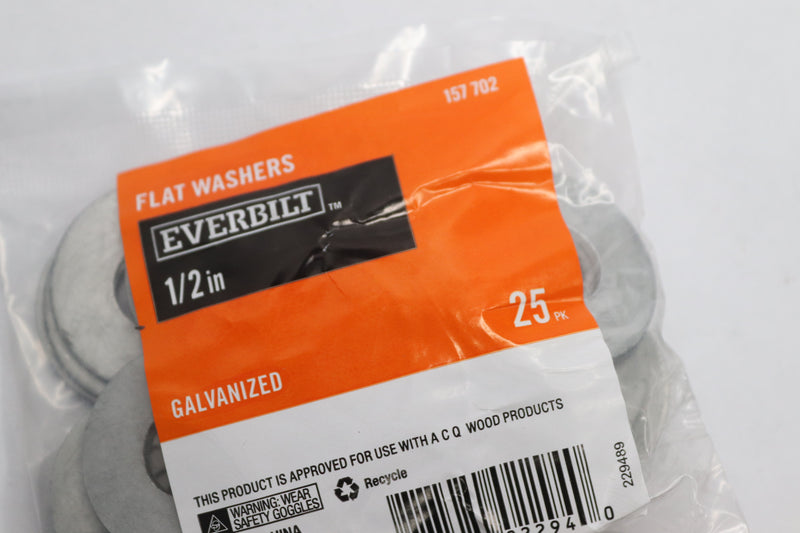 (25-Pk) Everbilt Flat Washer Galvanized Steel 1/2" 157 702