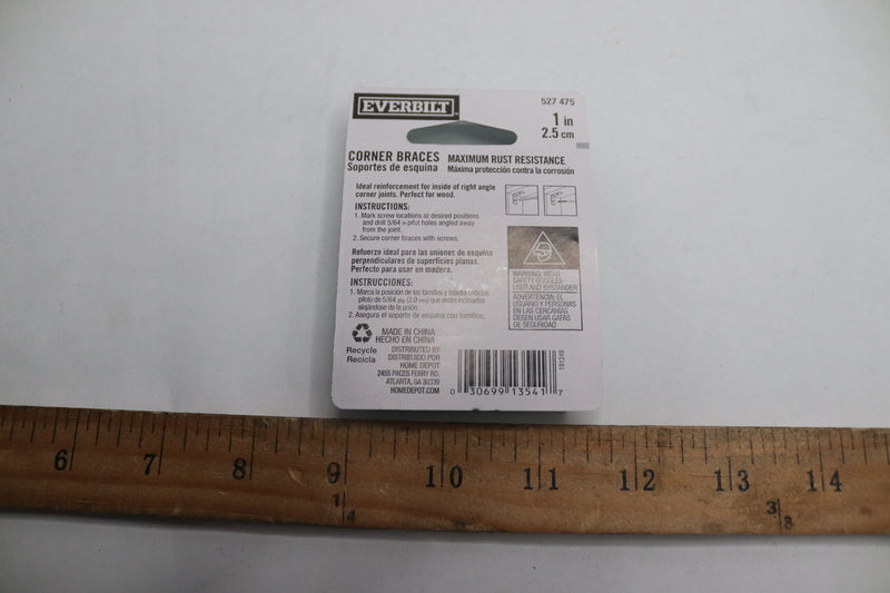 (4-Pk) Everbilt Corner Braces Stainless Steel 1" 527 475