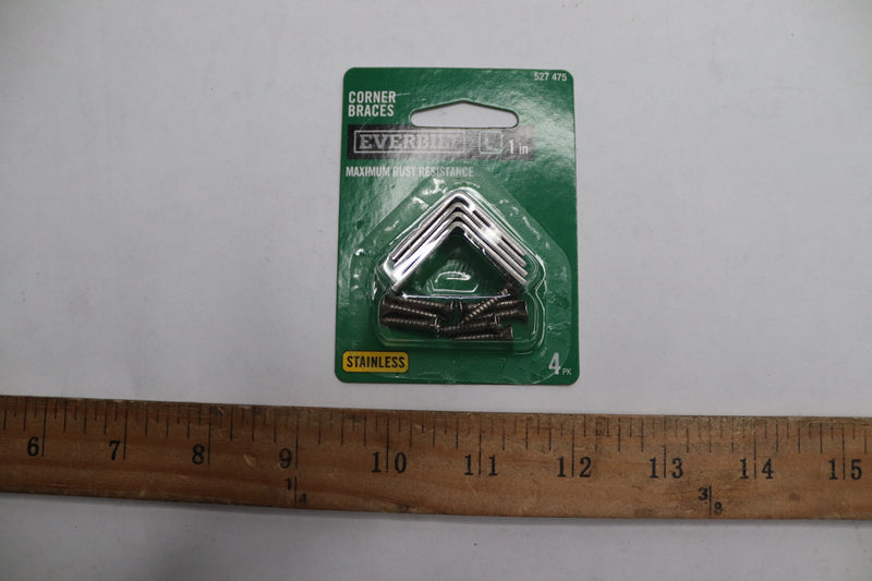 (4-Pk) Everbilt Corner Braces Stainless Steel 1" 527 475