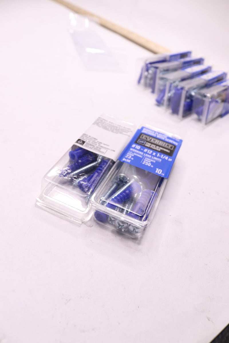 (10-Pk) Everbilt Ribbed Anchors with Screws Plastic Blue 10-12 x 1-1/4" 134367