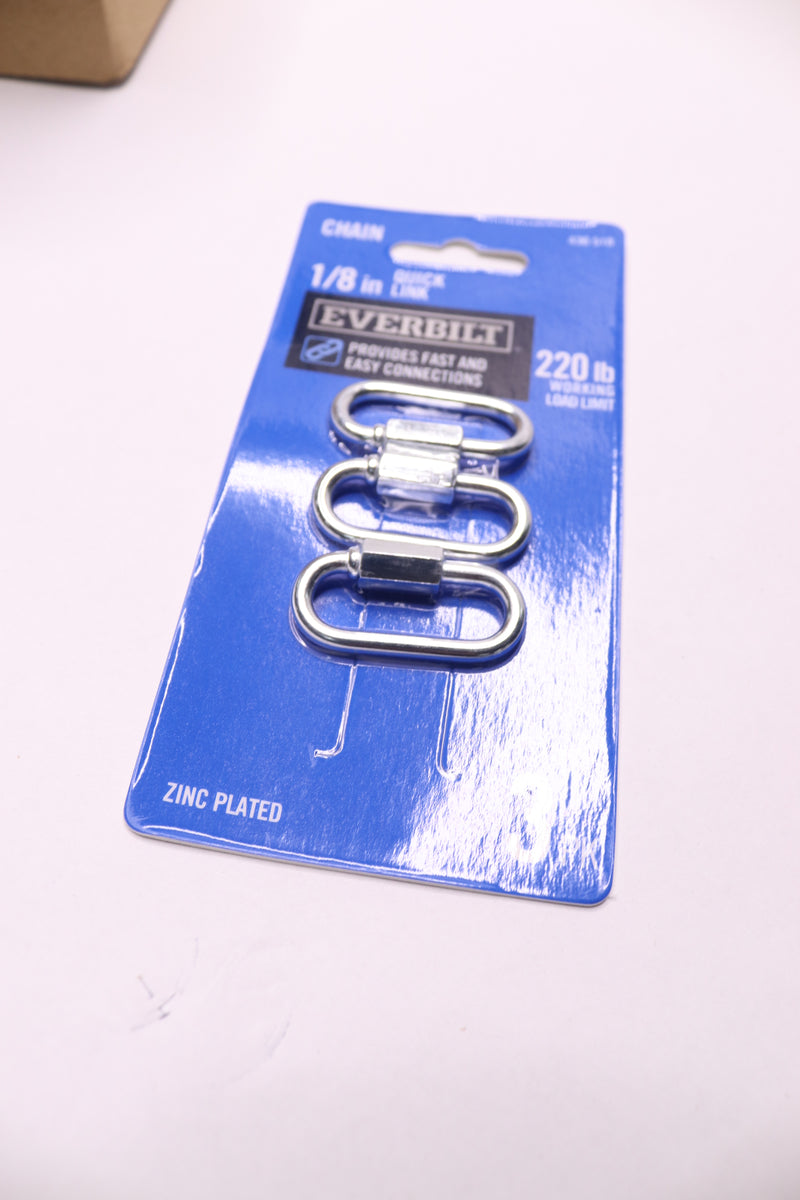 (3-Pk) Everbilt Quick Link Zinc-Plated 1/8" 43374