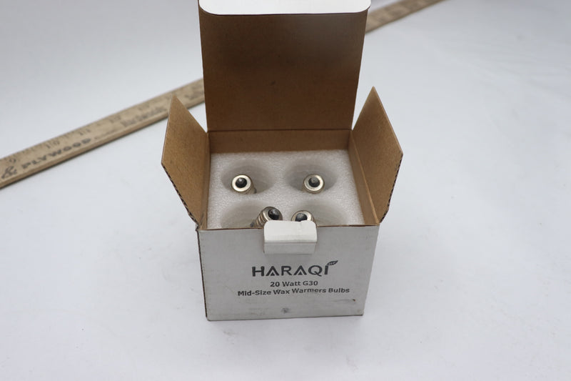 (4-Pk) Haraqi Wax Warmer Bulbs Incandescent Candelabra Base 20W Clear G12 E30