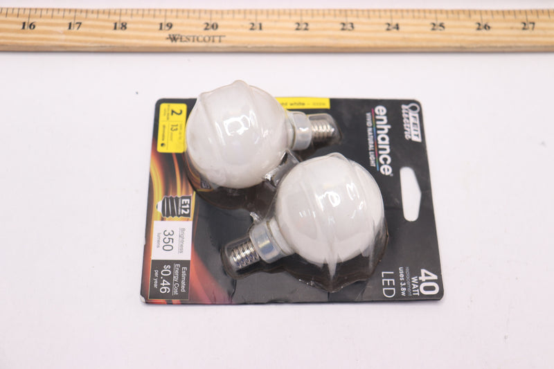 (2-Pk) Feit Electric G16.5 E12 Candelabra Filament LED Light Bulb Bright White