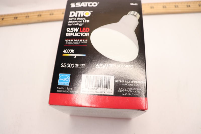 (6-Pk) Satco BR30 LED Bulb Dimmable 9.5W 4000K S9622