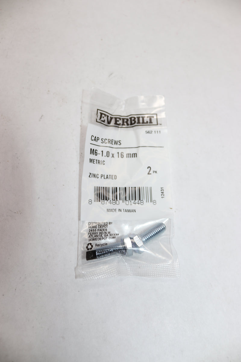 (2-Pk) Everbilt Hex Bolt Class 8.8 Zinc Plated Steel M6-1.0 x 16mm 562111