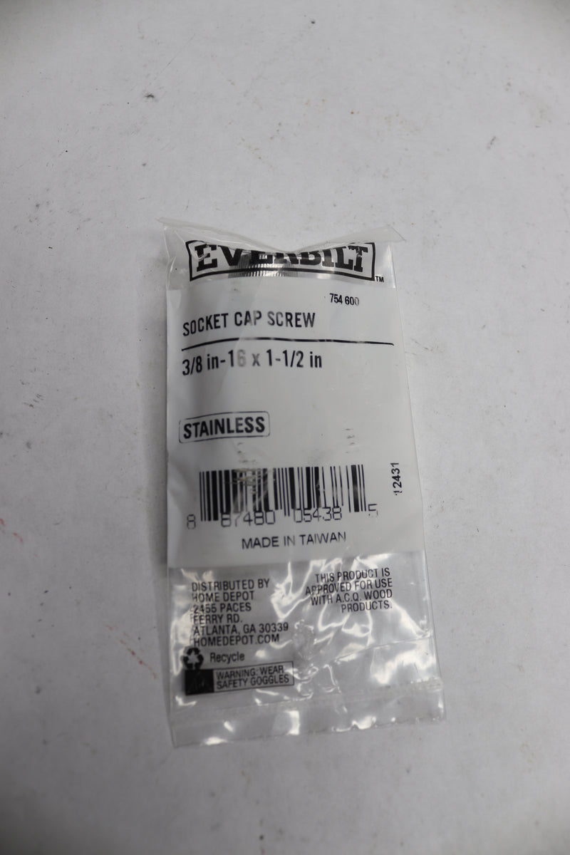 Everbilt Hex Socket Head Socket Cap Screw Stainless Steel 3/8"-16 x 1-1/2"